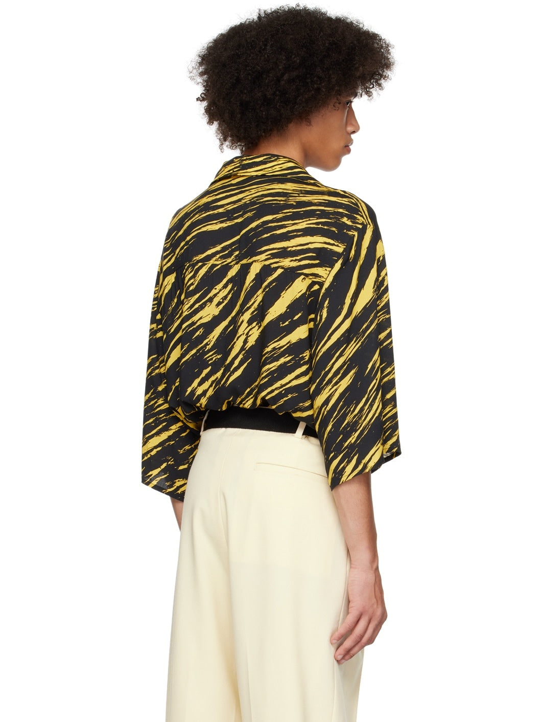 LU'U DAN  Black & Yellow Psychedelic Tiger Shirt