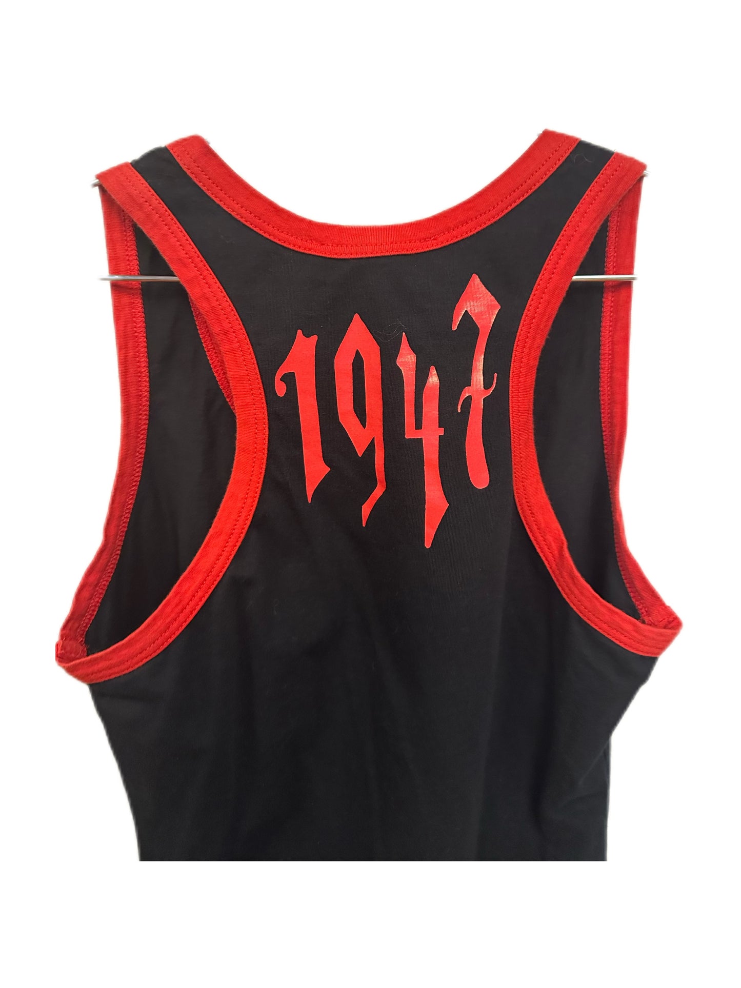 Christian Dior by John Galliano Y2K 2002 Red and Black Gothic Punk Letters Runway Tank Top