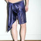 PE99Y YAN9 Asymetrical Silk Jersey Emberlishment Purple Shorts