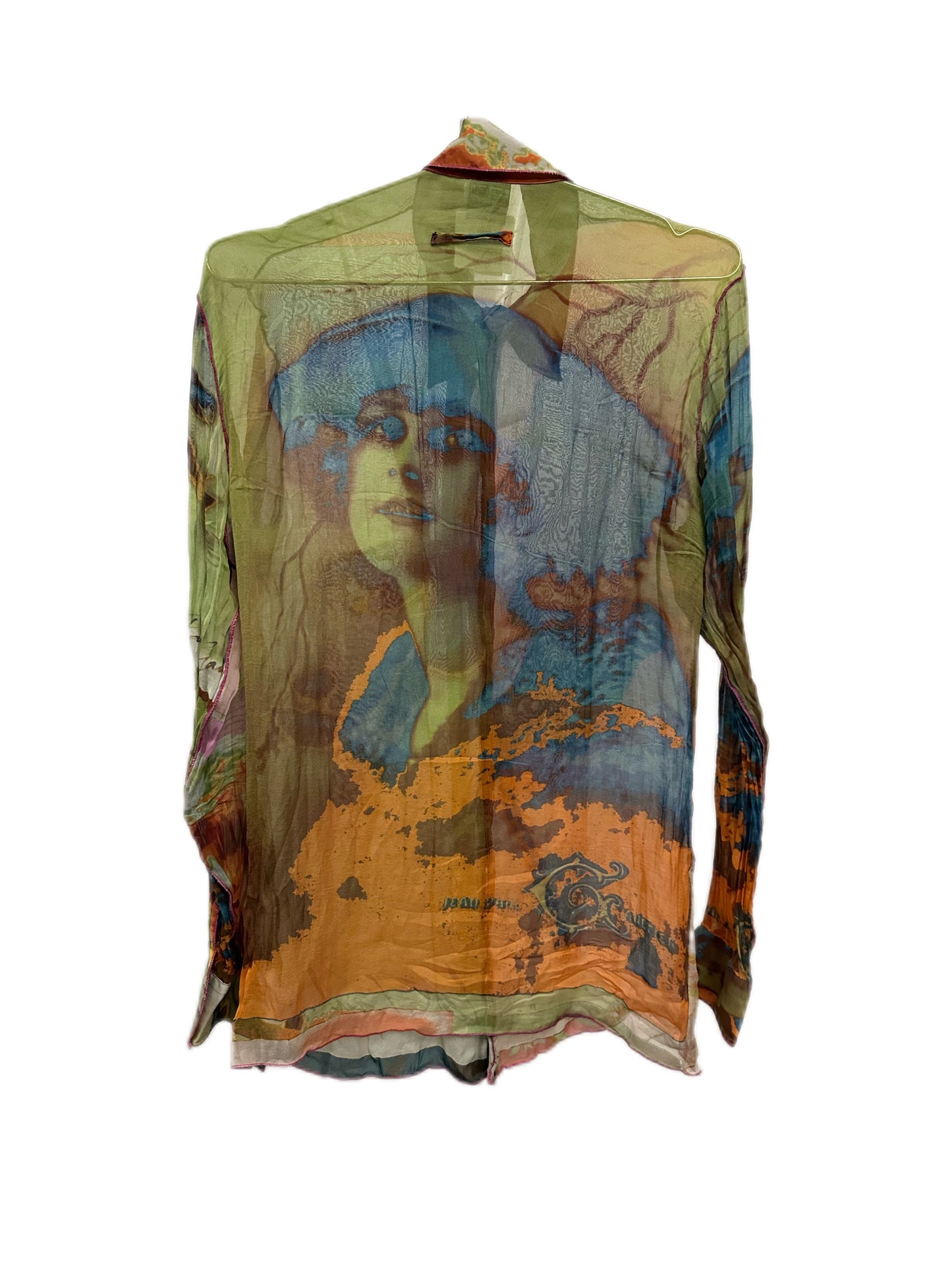 Jean Paul Gaultier Portrait Print Pink and Green Shirt