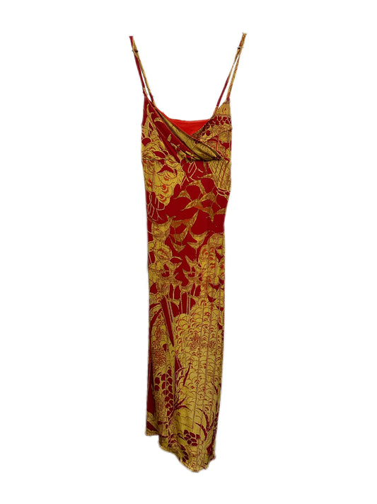 Roberto Cavalli Just Cavalli Red and Yellow Artwork Print Y2K Runway Dress