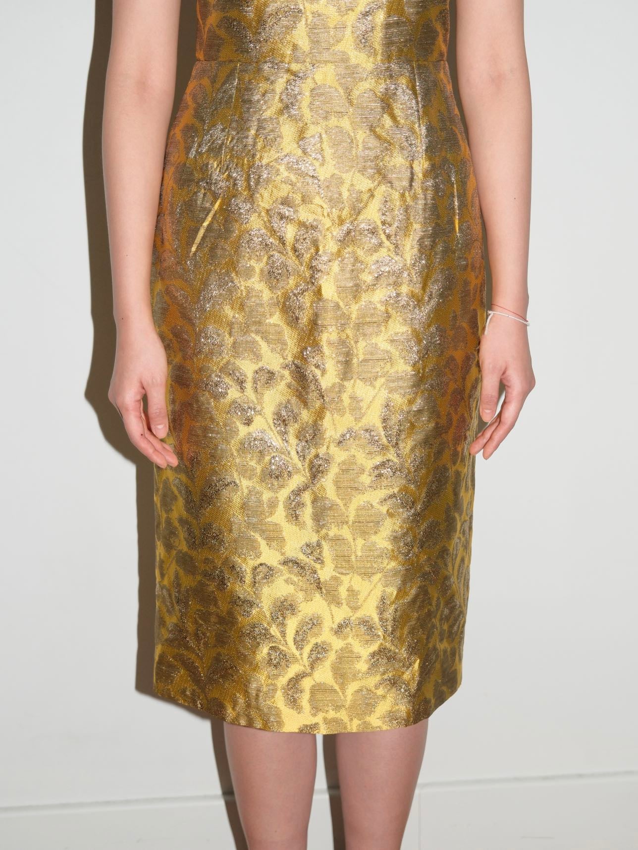 Prada Gold Pettern Luxury Textile Elegant A-Line Dress