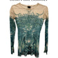 Jean Paul Gaultier Y2K Green Satan Print Mesh Top