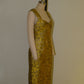 Prada Gold Pettern Luxury Textile Elegant A-Line Dress