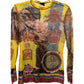 Jean Paul Gaultier Yellow Multi-color Japanese Print Mesh Top