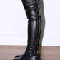 032C X Buffalo Over Knee Black Soft Leather Platform Boots