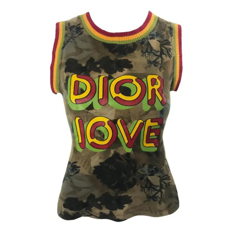 Christian Dior by John Galliano Y2K 2003 "DIOR LOVE" Rasta Tank Top