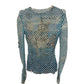 MISBHV Blue Fishnet Print Mesh Top