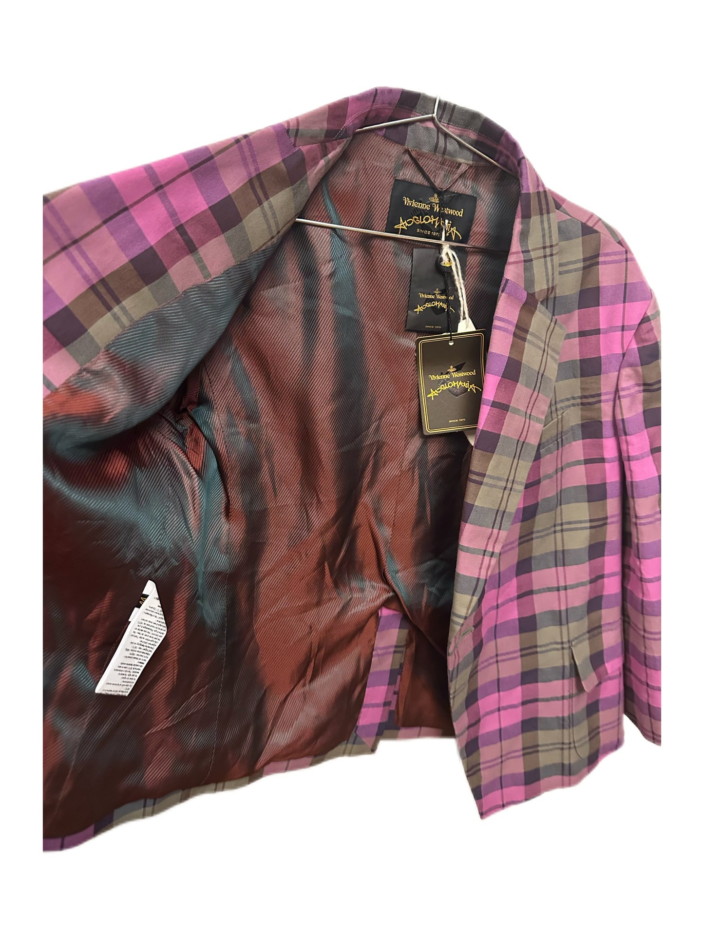 Vivienne Westwood Women's Pink and Green Check Blazer Jacket