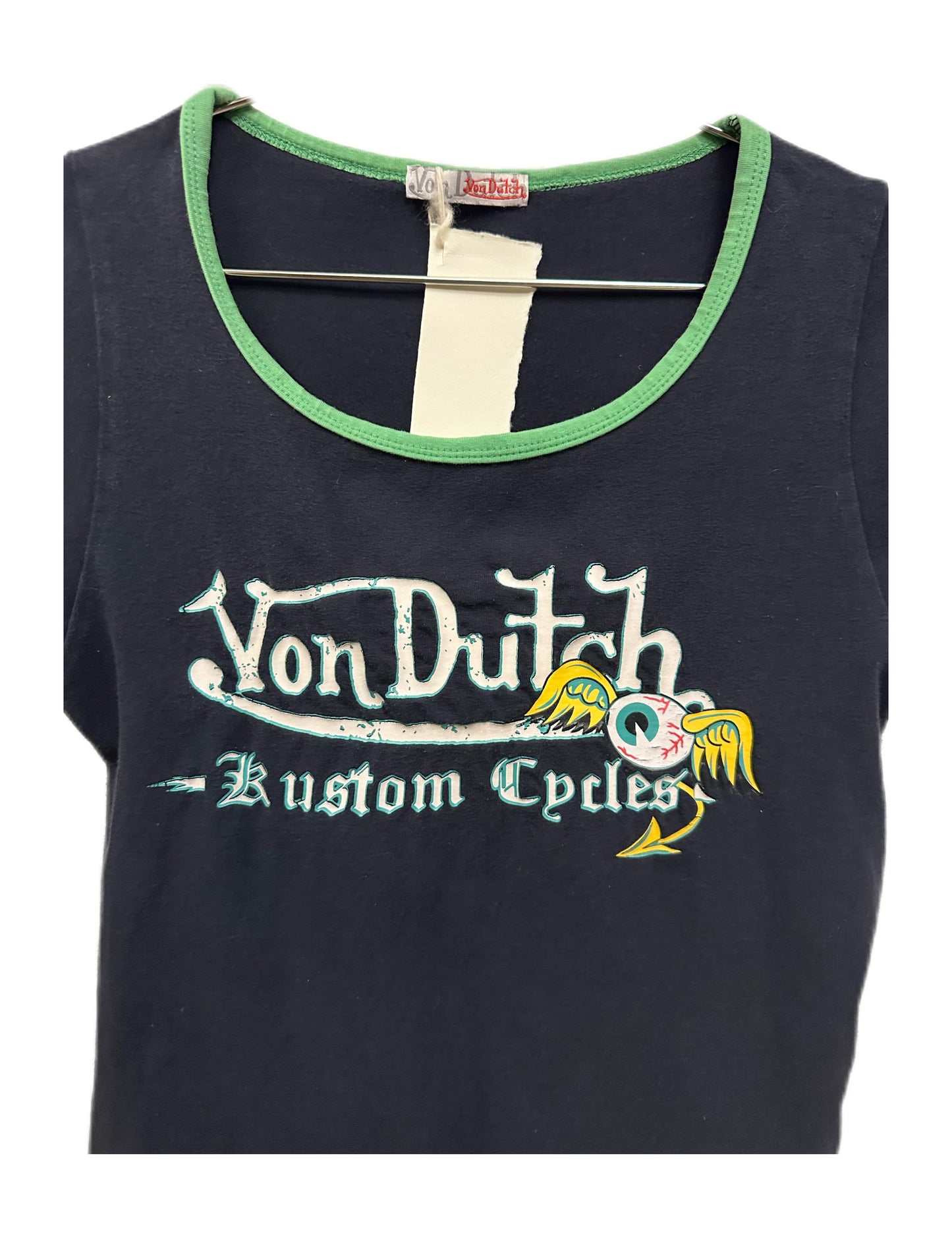 Von Dutch Y2K Black Gothic Letters Printed Crop Top T-shirt