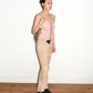 Christian Dior by John Galliano Runway Punk Bandage Gold Logo Plate Beige Suede Flare Trouser