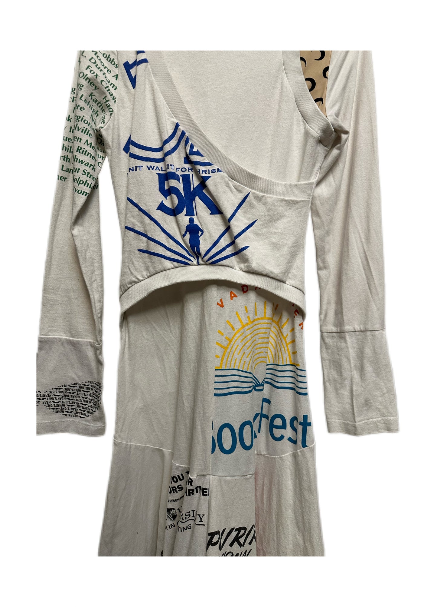 Marine Serre White Line Upcycled Print Maxi T-shirt Dress