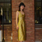 Prada Gold Pettern Luxury Textile Elegant A-Line Dress