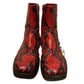 Marni Red Snake Print Leather Ankle Boots