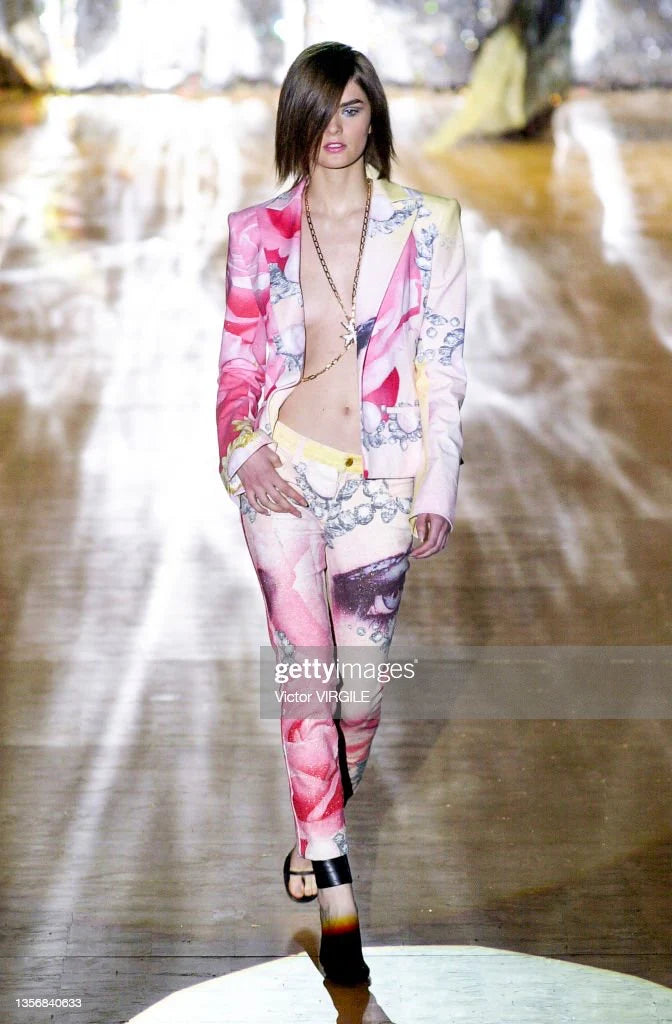 Roberto Cavalli SS2001 Runway Face Print Pink Jacket