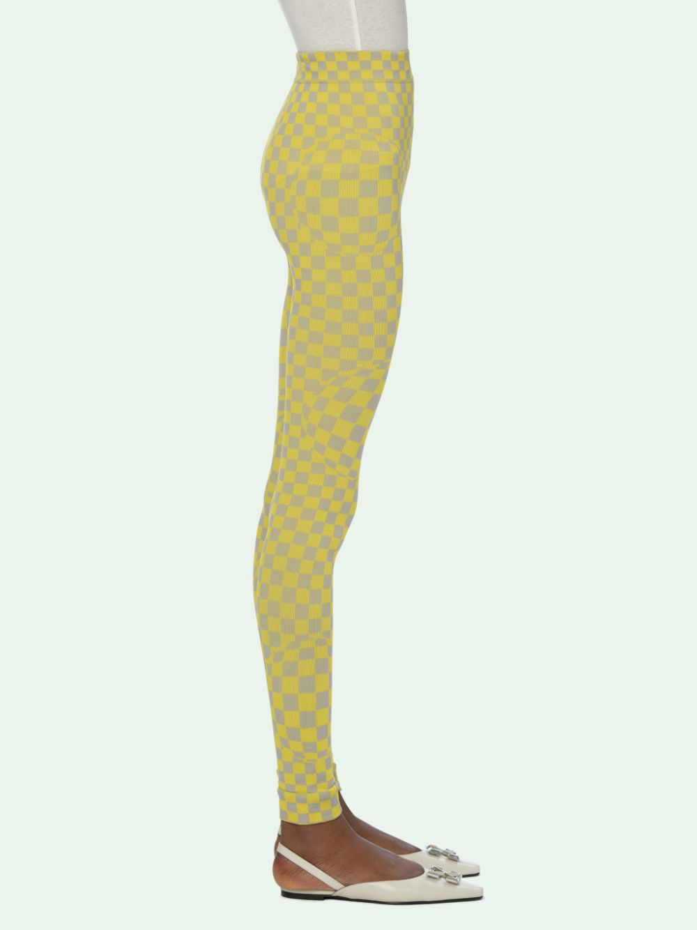 Off-White Yellow and Grey Bubble Check Knitted Leggings