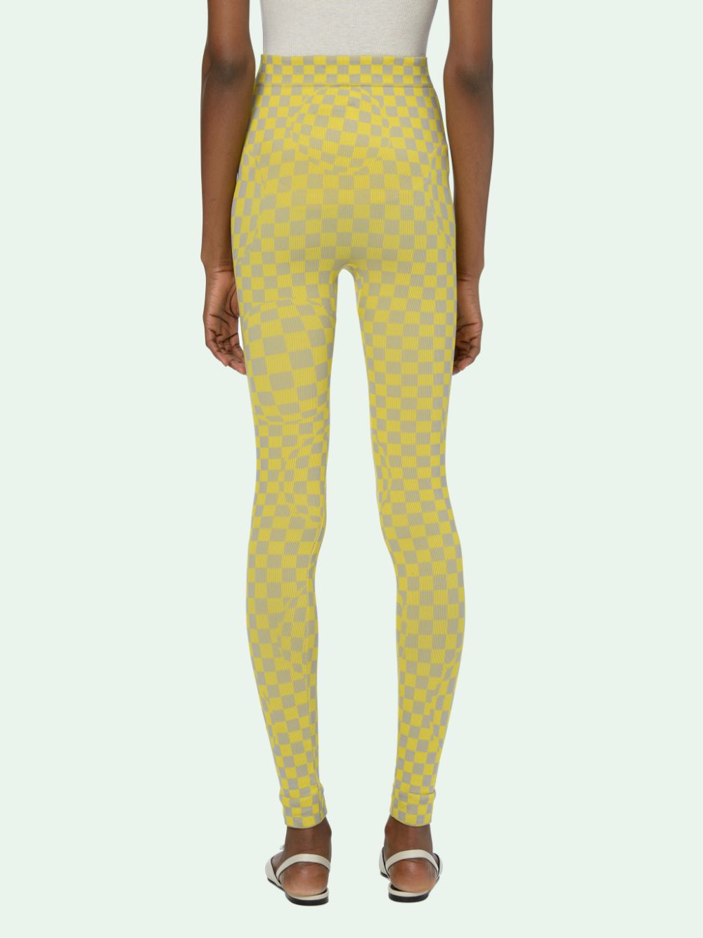 Off-White Yellow and Grey Bubble Check Knitted Leggings