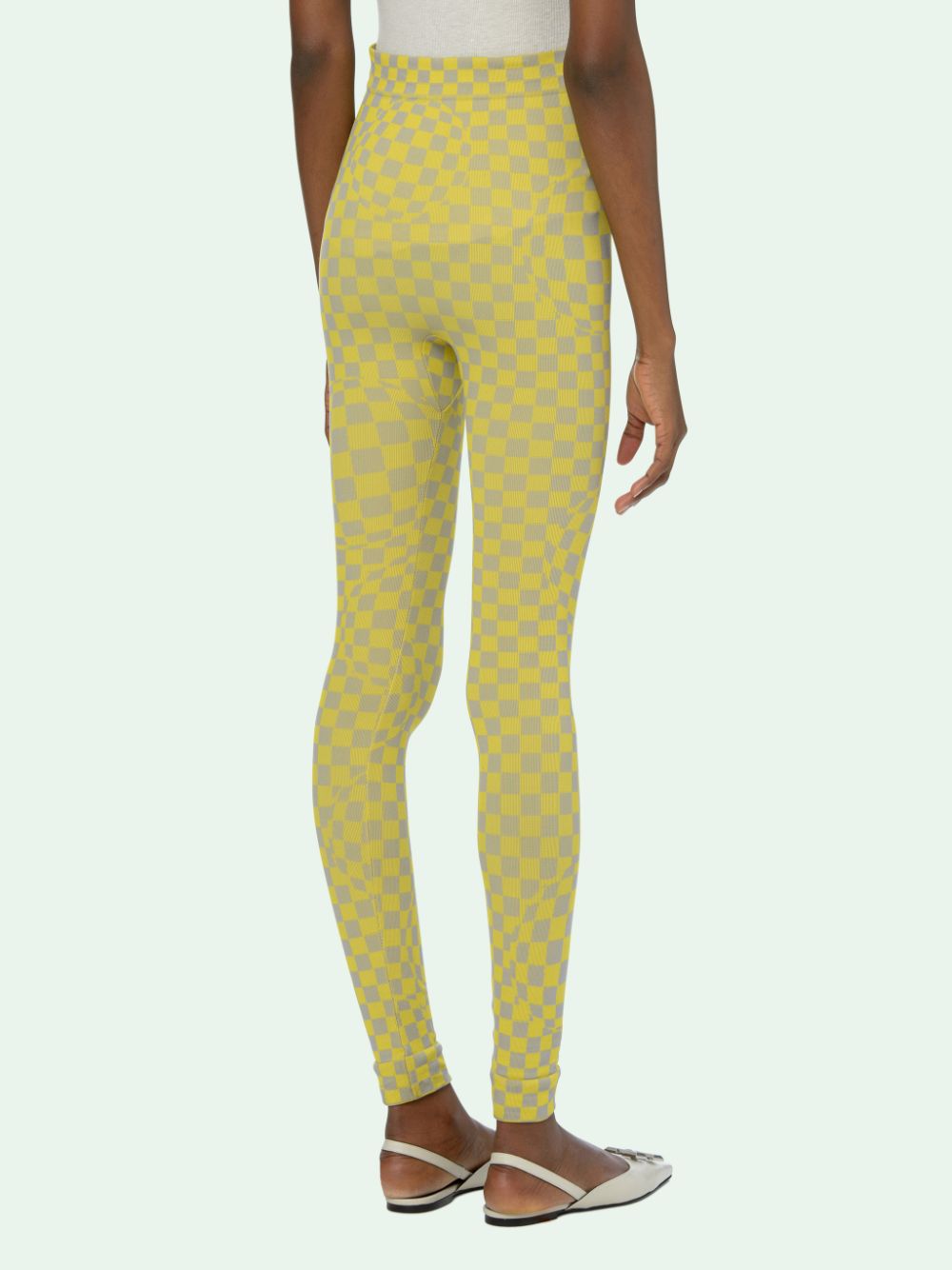 Off-White Yellow and Grey Bubble Check Knitted Leggings