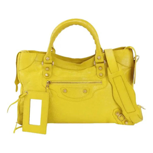 Balenciaga Yellow and Gold Leather City Bag